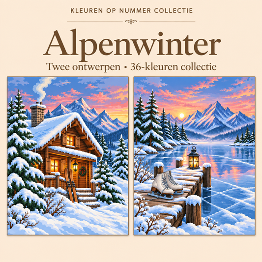 Alpenwinter – Kleuren op Nummer Set met twee ontwerpen