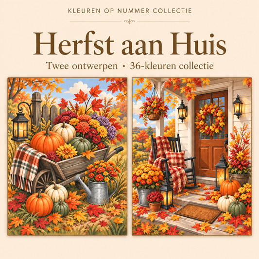 Herfst aan Huis – Kleuren op Nummer Set met twee ontwerpen