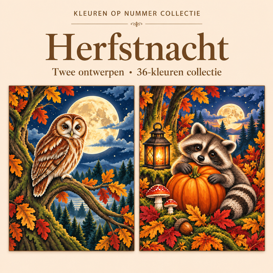 Herfstnacht – Kleuren op Nummer Set met twee ontwerpen