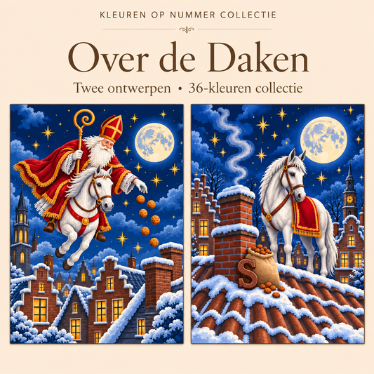 Over de Daken – Kleuren op Nummer Set met twee ontwerpen