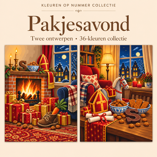 Pakjesavond – Kleuren op Nummer Set met twee ontwerpen