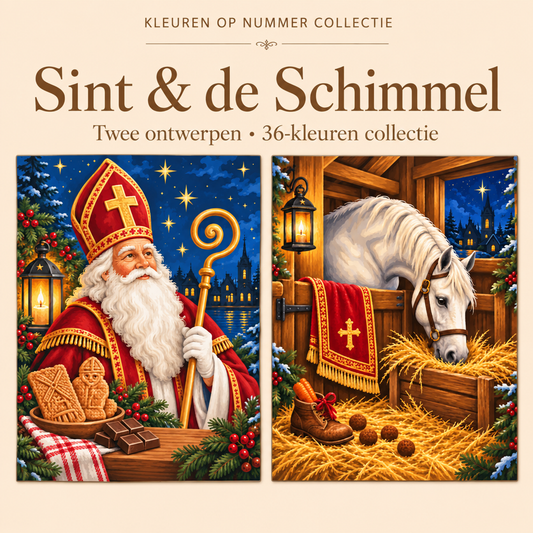 Sint & de Schimmel – Kleuren op Nummer Set met twee ontwerpen