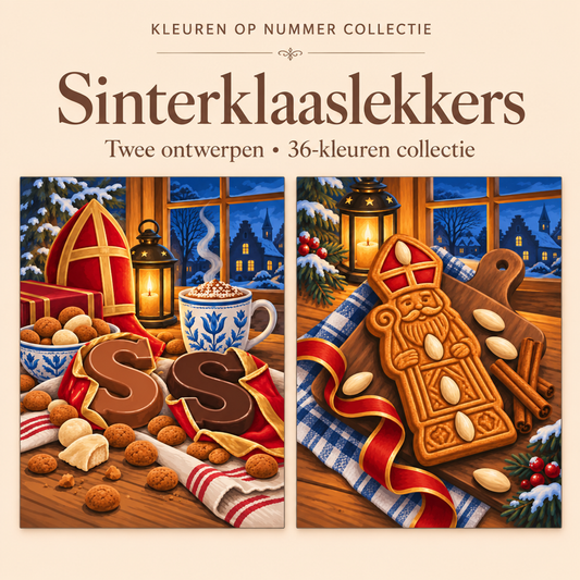 Sinterklaaslekkers – Kleuren op Nummer Set met twee ontwerpen