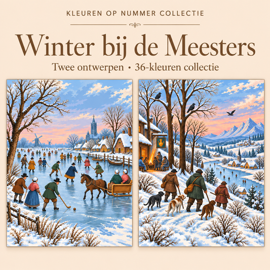 Winter bij de Meesters – Kleuren op Nummer Set met twee ontwerpen