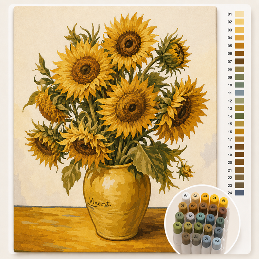 Zonnebloemen van Van Gogh als Kleuren op Nummer