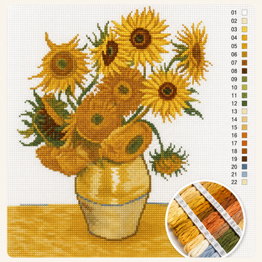 Zonnebloemen van Van Gogh als kruissteek pakket