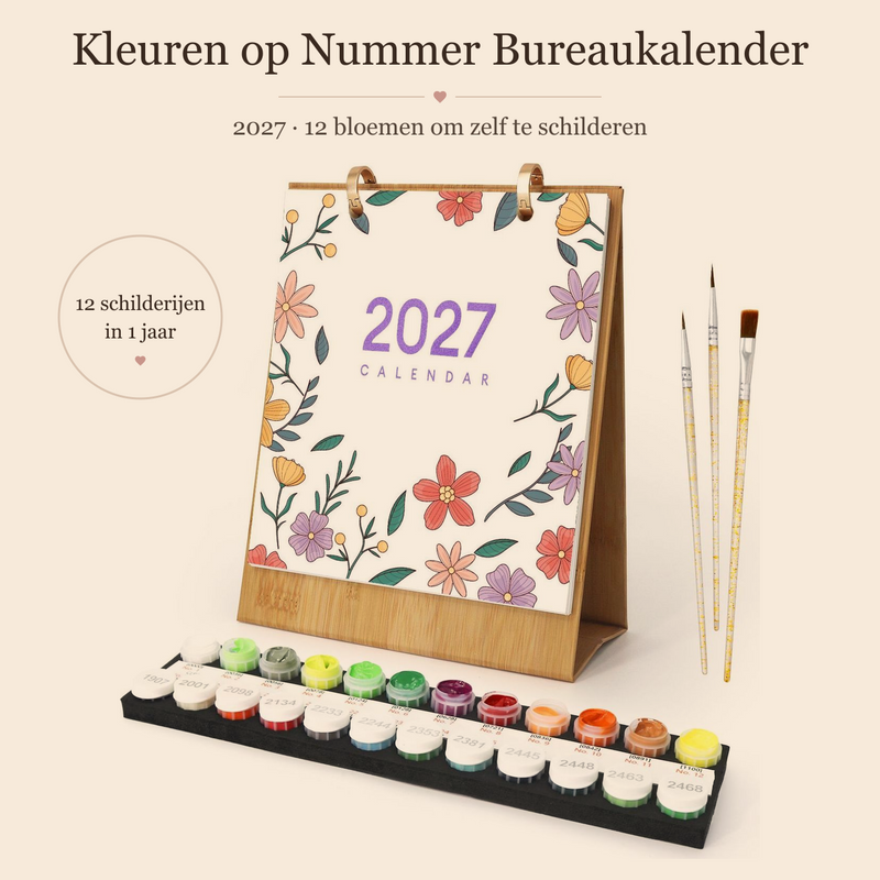 Blumen Tischkalender 2027 – Malen nach Zahlen