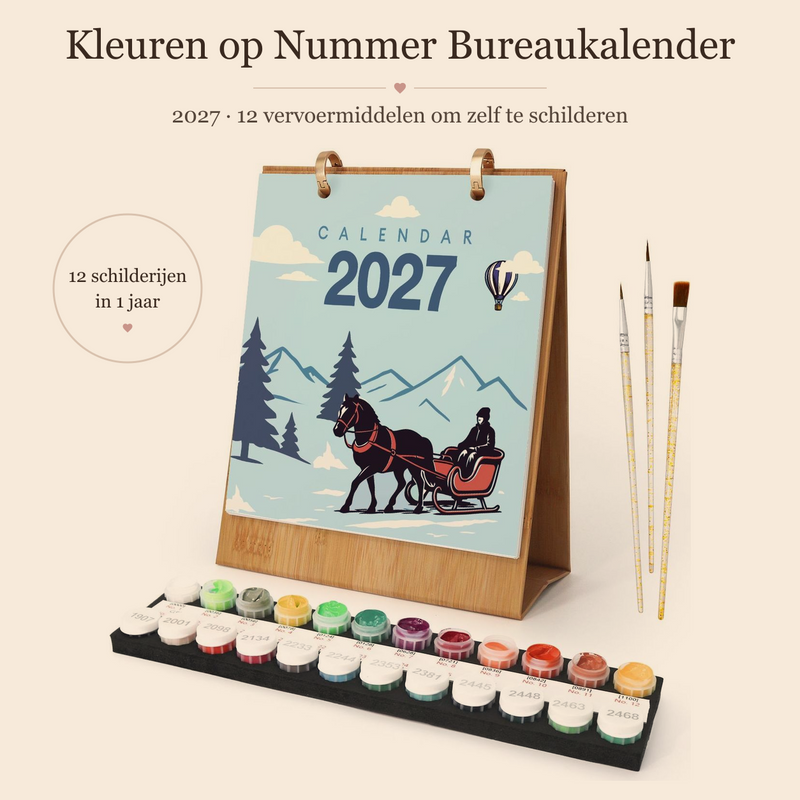 Transport Desk Calendar 2027 – Paint by Numbers