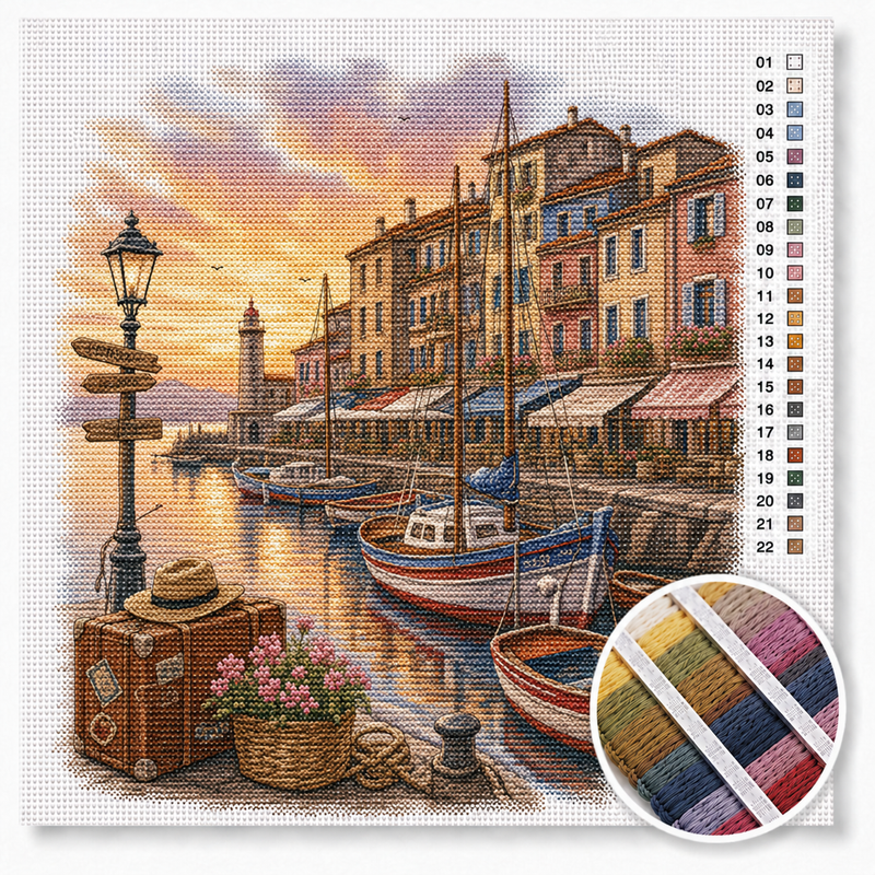 Harbor at Sunset — Cross Stitch Kit