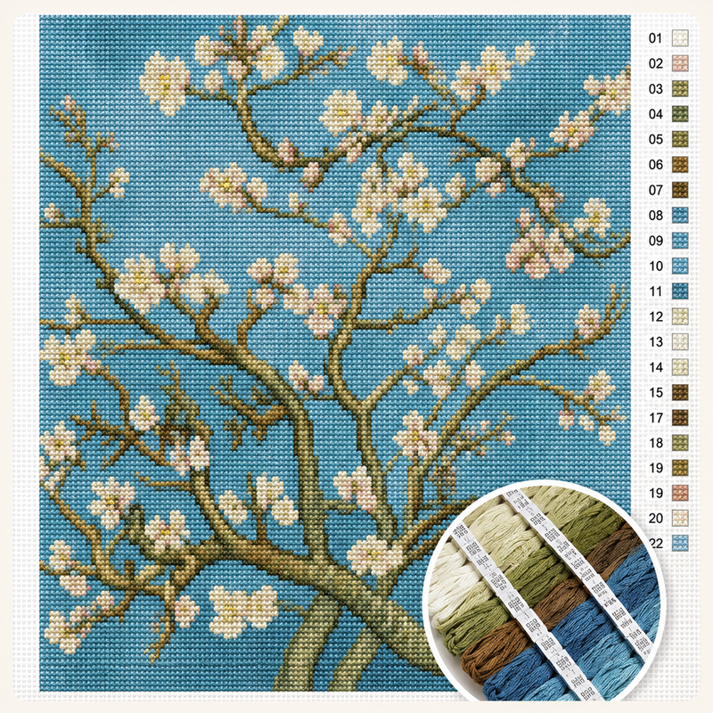 Mandelblüte – Vincent van Gogh — Kreuzstichpackung