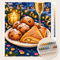 Appelflappen en Oliebollen op Tafel – Kleuren op Nummer canvas met stiftenset 1