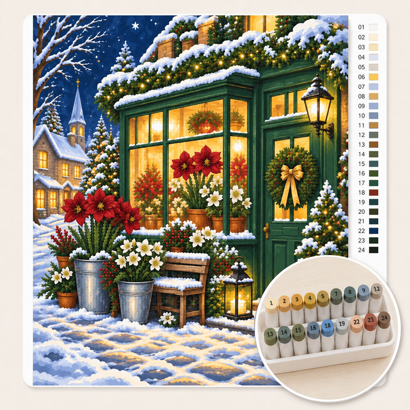 Flower Shop with Christmas Roses and Amaryllis — Paint by Numbers