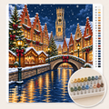 Brugse Reien met Kerstmarkt – Kleuren op Nummer canvas met stiftenset 1