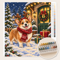 Corgi met Rendiergewei – Kleuren op Nummer canvas met stiftenset 1