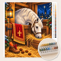 De Schimmel in de Stal met Hooi – Kleuren op Nummer canvas met stiftenset 1
