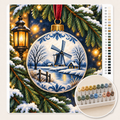 Delfts Blauwe Kerstbal met Molen – Kleuren op Nummer canvas met stiftenset 1