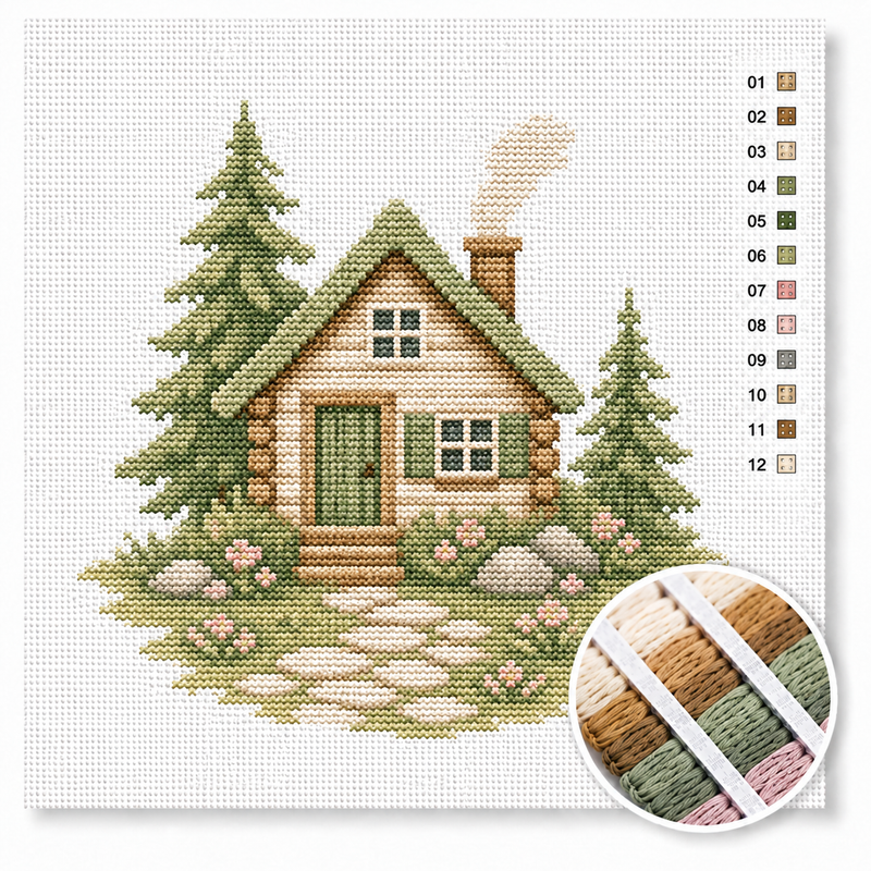 Pine Forest Cabin — Cross Stitch Kit