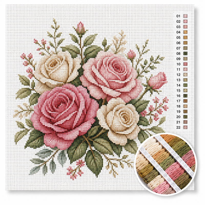 Classic Roses — Cross Stitch Kit