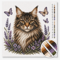 Maine Coon in Lavender Field — Cross Stitch Kit 1