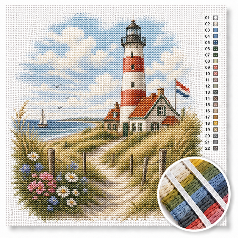 Dutch Lighthouse on the North Sea Coast - Cross Stitch Kit