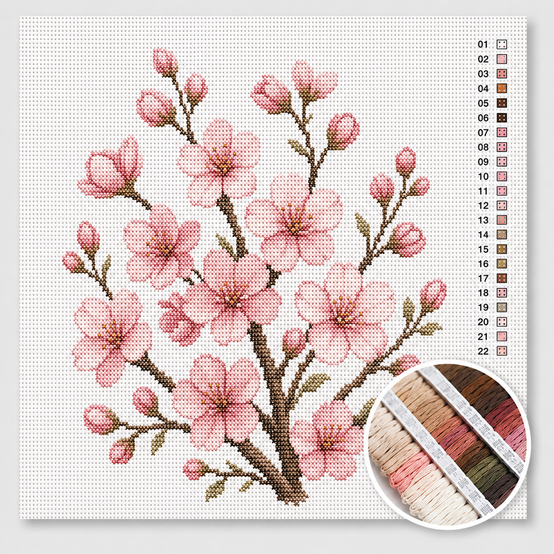 Cherry Blossom Branch — Cross Stitch Kit