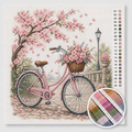 Pink Bicycle under Cherry Blossom — Cross Stitch Kit 1