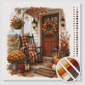 Autumn Front Door with Wreath and Chrysanthemums — Cross Stitch Kit 1