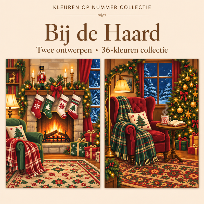 By the Fireplace – Paint by Numbers Set (2 canvases)