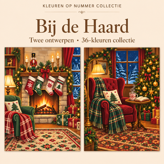 Bij de Haard – Kleuren op Nummer Set met twee ontwerpen