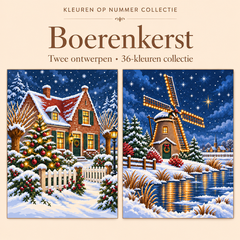 Farmhouse Christmas – Paint by Numbers Set (2 canvases)