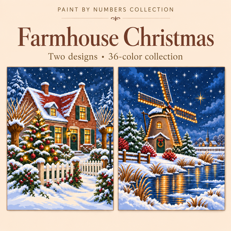 Farmhouse Christmas – Paint by Numbers Set (Hero EN)