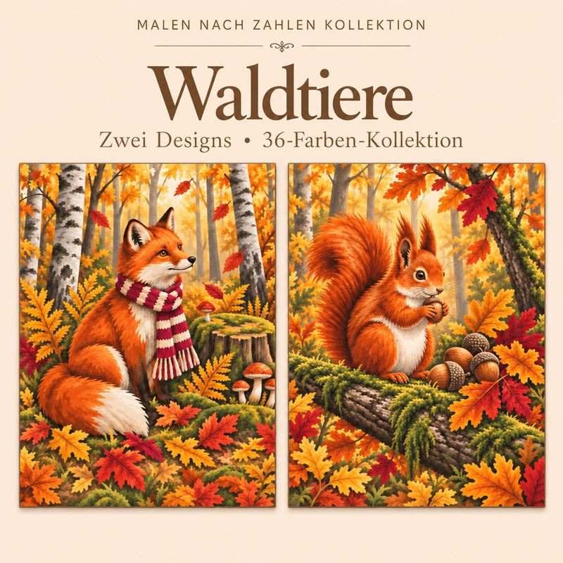 Waldtiere – Malen nach Zahlen Set (Hero DE)