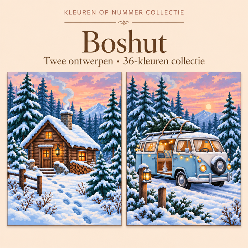 Forest Cabin – Paint by Numbers Set (2 canvases)