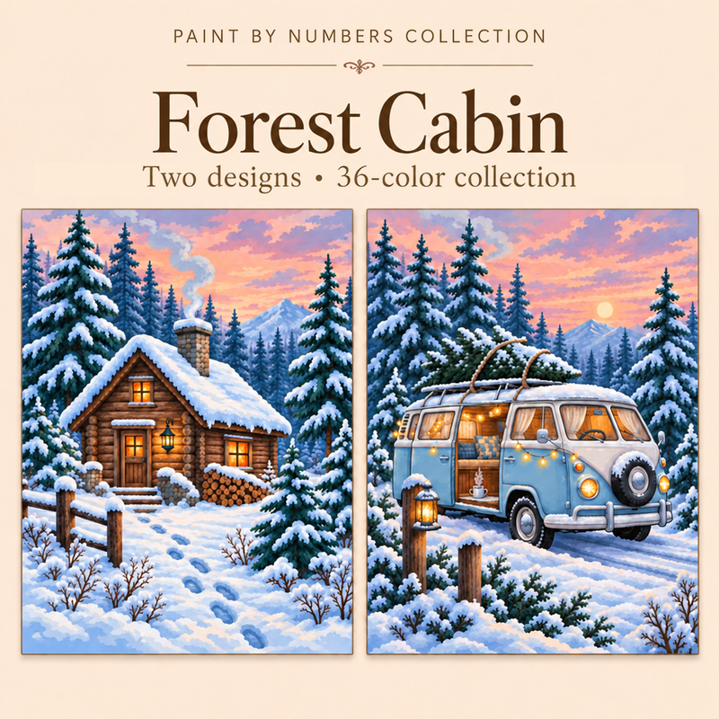 Forest Cabin – Paint by Numbers Set (Hero EN)