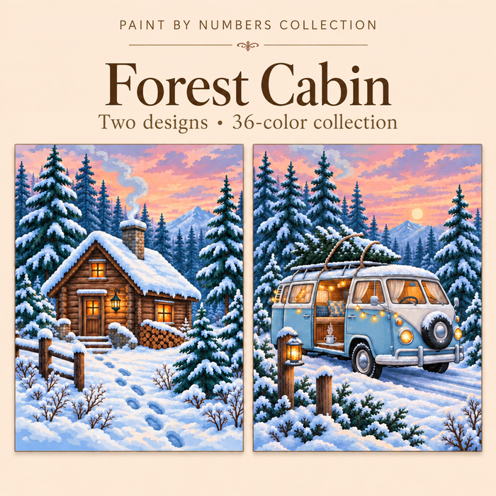 Forest Cabin – Paint by Numbers Set (Hero EN)