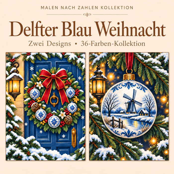 Delfter Blau Weihnacht – Malen nach Zahlen Set (Hero DE)