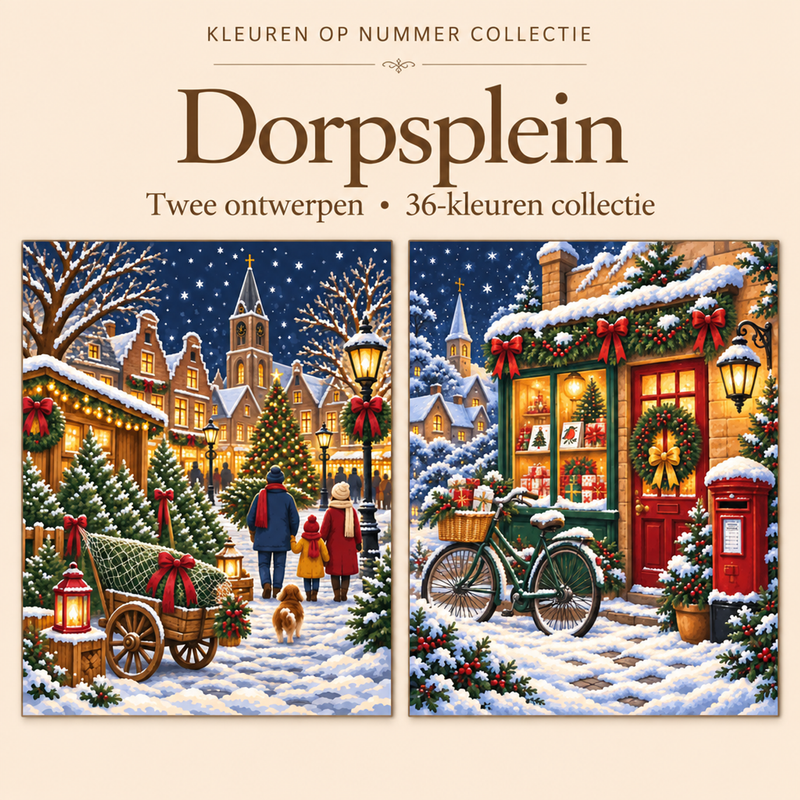 Village Square – Paint by Numbers Set (2 canvases)