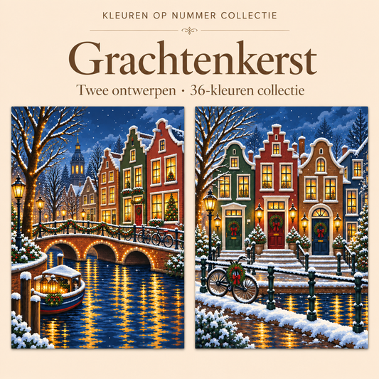 Grachtenkerst – Kleuren op Nummer Set met twee ontwerpen