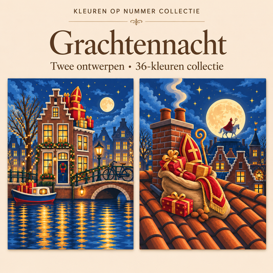 Grachtennacht – Kleuren op Nummer Set met twee ontwerpen