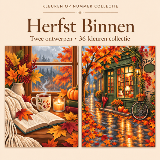 Herfst Binnen – Kleuren op Nummer Set met twee ontwerpen