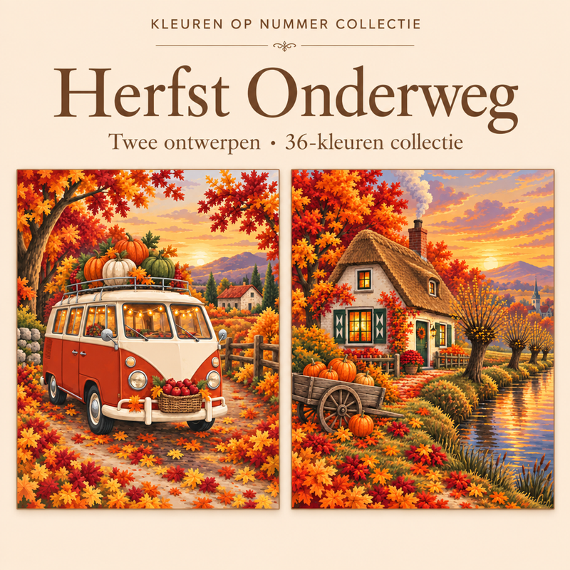 Autumn on the Road – Paint by Numbers Set (2 canvases)