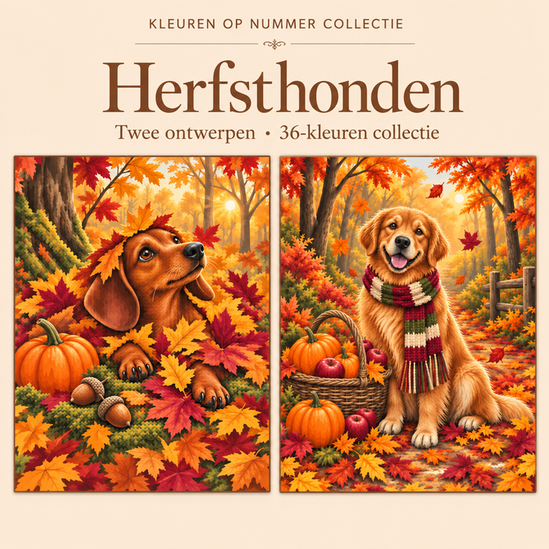 Autumn Dogs – Paint by Numbers Set (2 canvases)