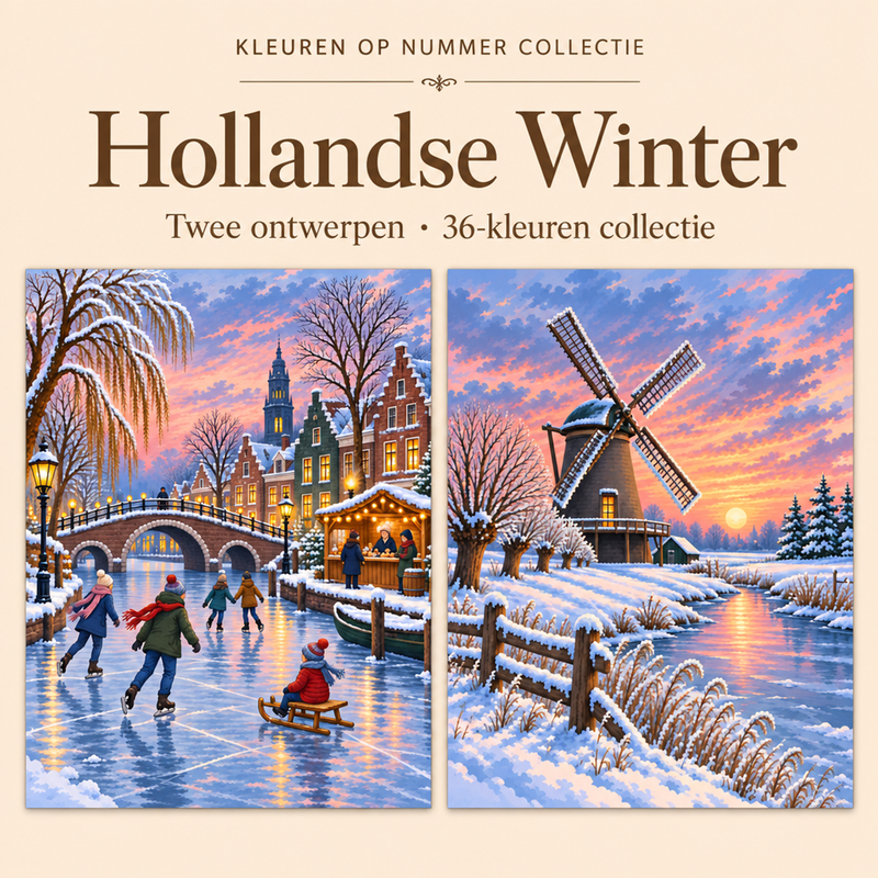 Dutch Winter – Paint by Numbers Set (2 canvases)