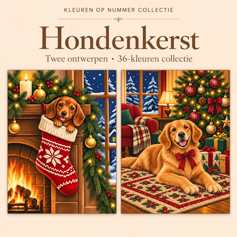 Doggy Christmas – Paint by Numbers Set (2 canvases)