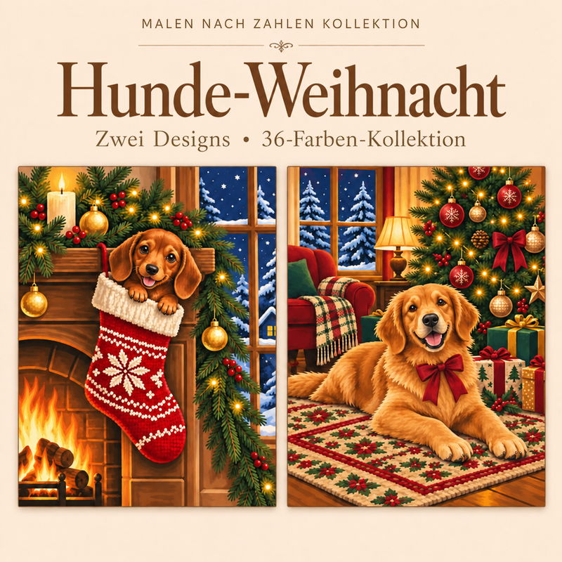 Hunde-Weihnacht – Malen nach Zahlen Set (Hero DE)
