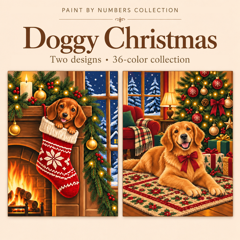 Doggy Christmas – Paint by Numbers Set (Hero EN)