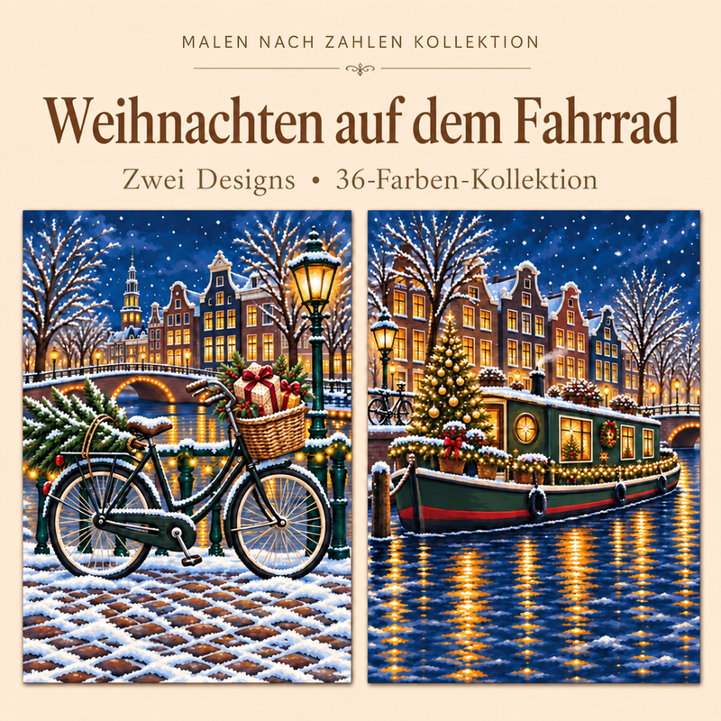 Weihnachten auf dem Fahrrad – Malen nach Zahlen Set (Hero DE)