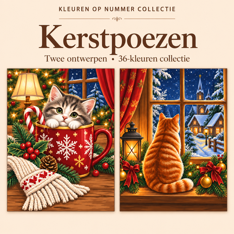 Christmas Cats – Paint by Numbers Set (2 canvases)