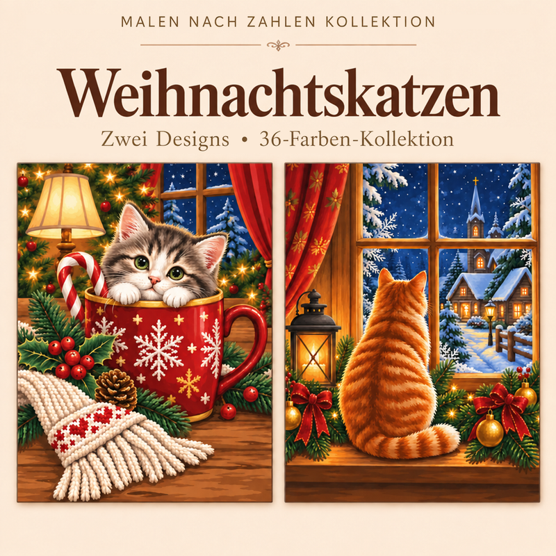 Weihnachtskatzen – Malen nach Zahlen Set (Hero DE)