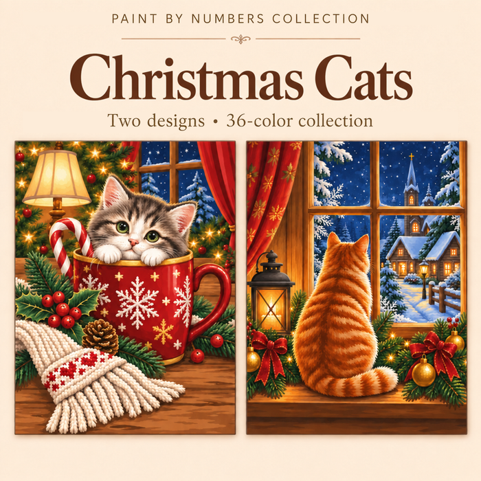 Christmas Cats – Paint by Numbers Set (Hero EN)